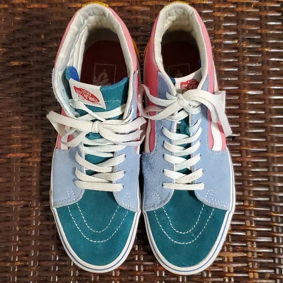 SZ. 8 1/2 WOMEN'S VANS SK8 MULTIBRIGHT 12 SUEDE SKATE BOARD SHOE - Picture 1 of 8